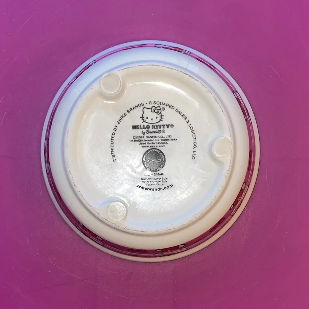 Hello Kitty Ceramic Pet Bowl White Pink Sanrio Cat Dog Food Water Dish Small
